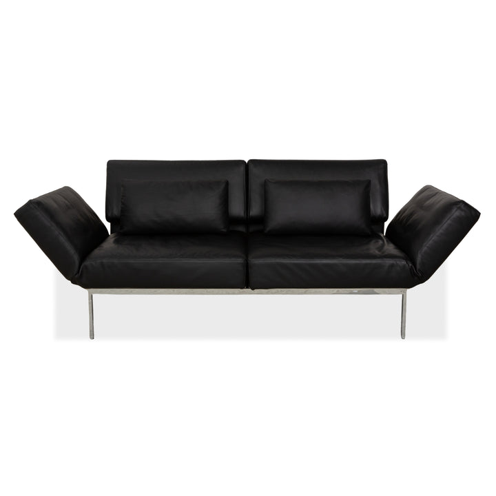 Brühl Roro Leder Zweisitzer Schwarz manuelle Funktion Sofa Couch Schlafsofa