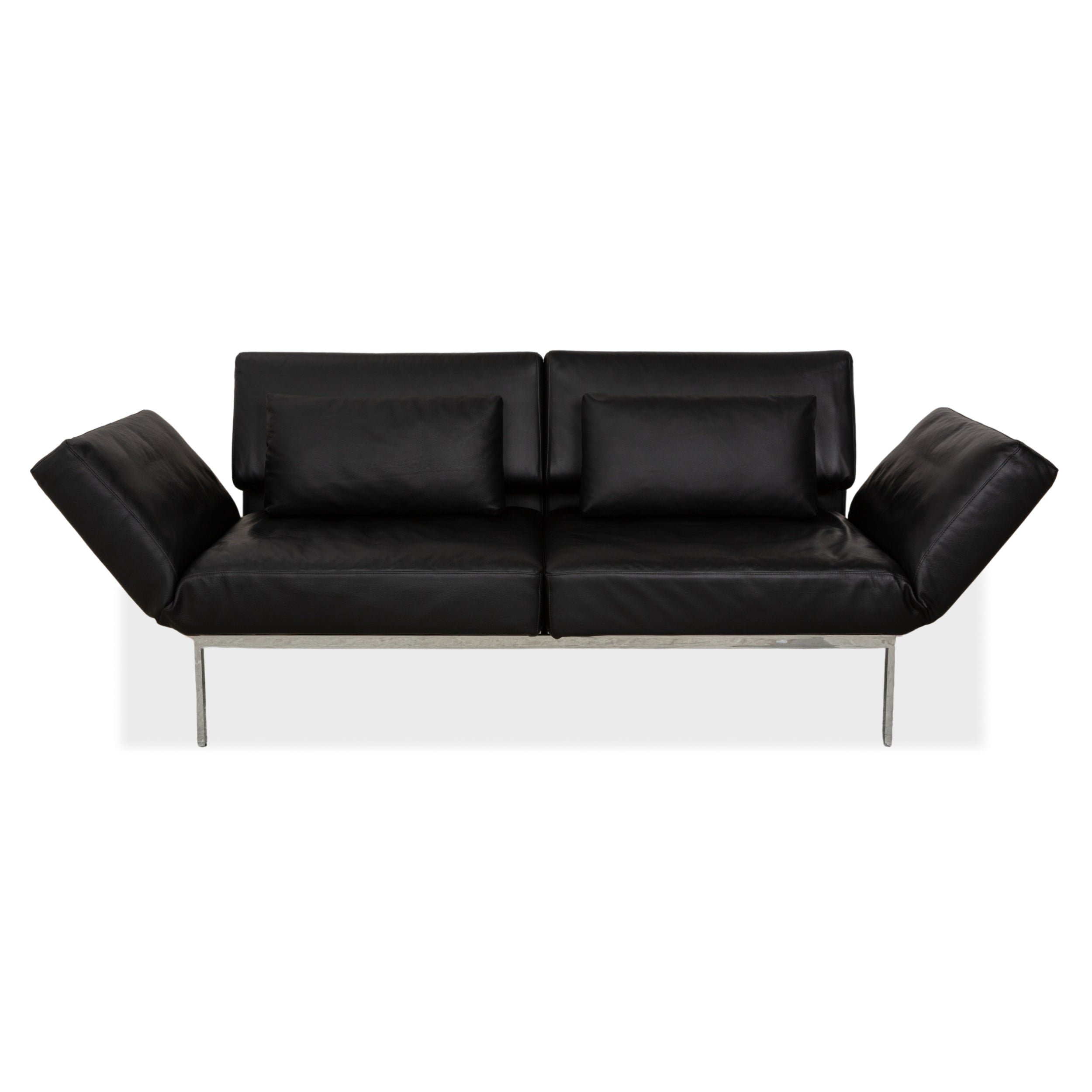 Brühl Roro Leder Zweisitzer Schwarz manuelle Funktion Sofa Couch Schlafsofa