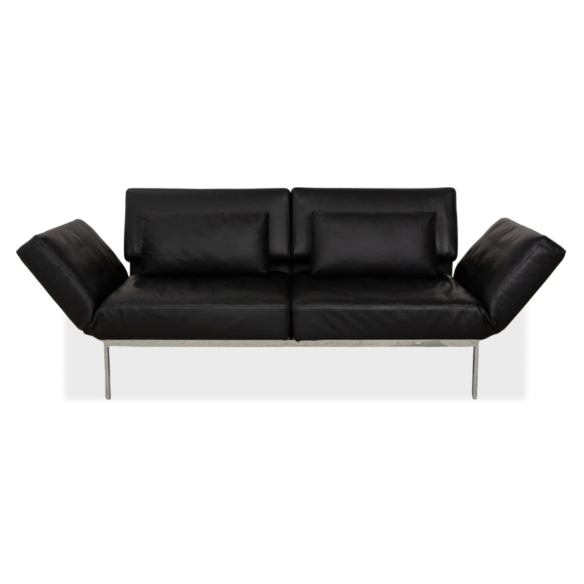 Brühl Roro Leder Zweisitzer Schwarz manuelle Funktion Sofa Couch Schlafsofa