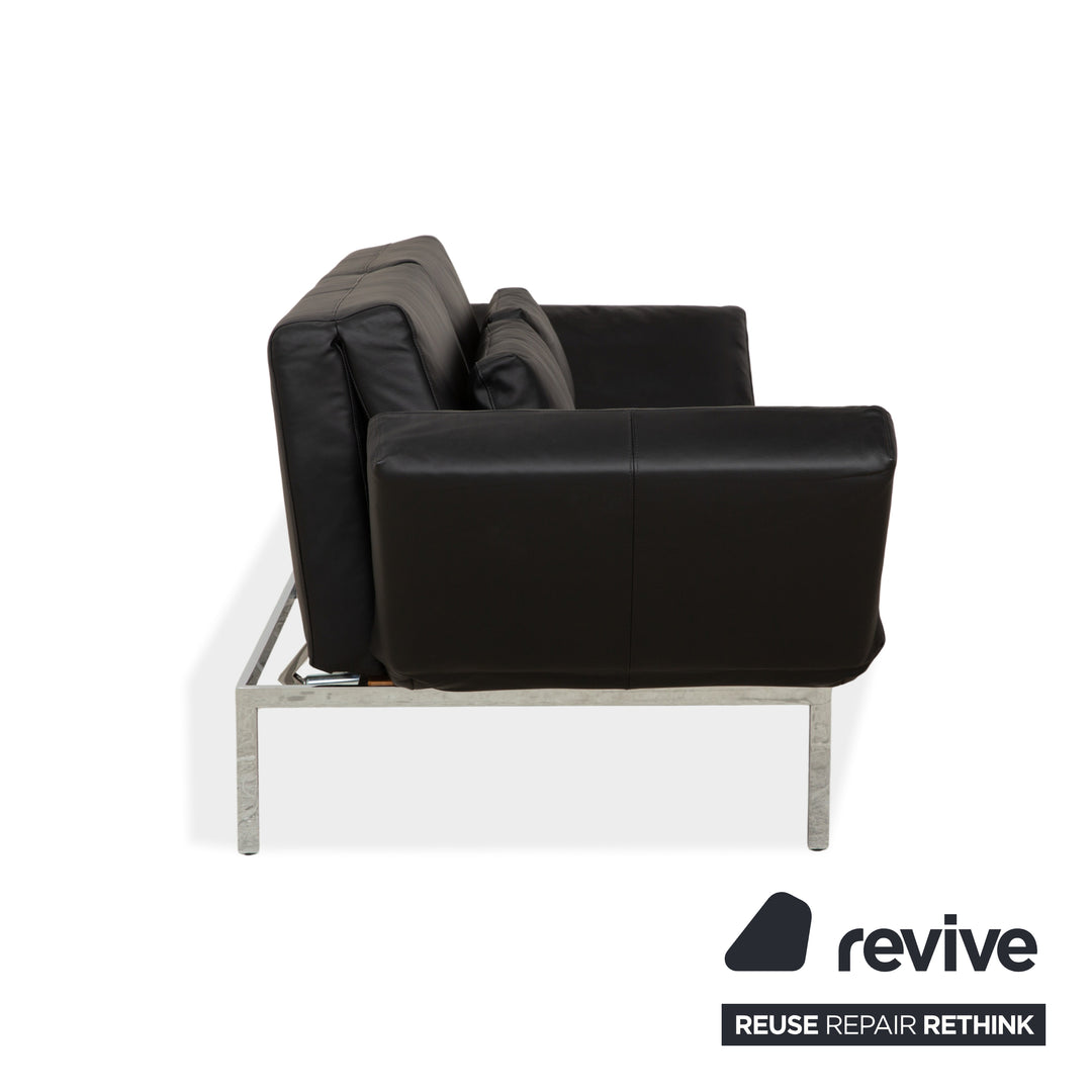 Brühl Roro Leder Zweisitzer Schwarz manuelle Funktion Sofa Couch Schlafsofa