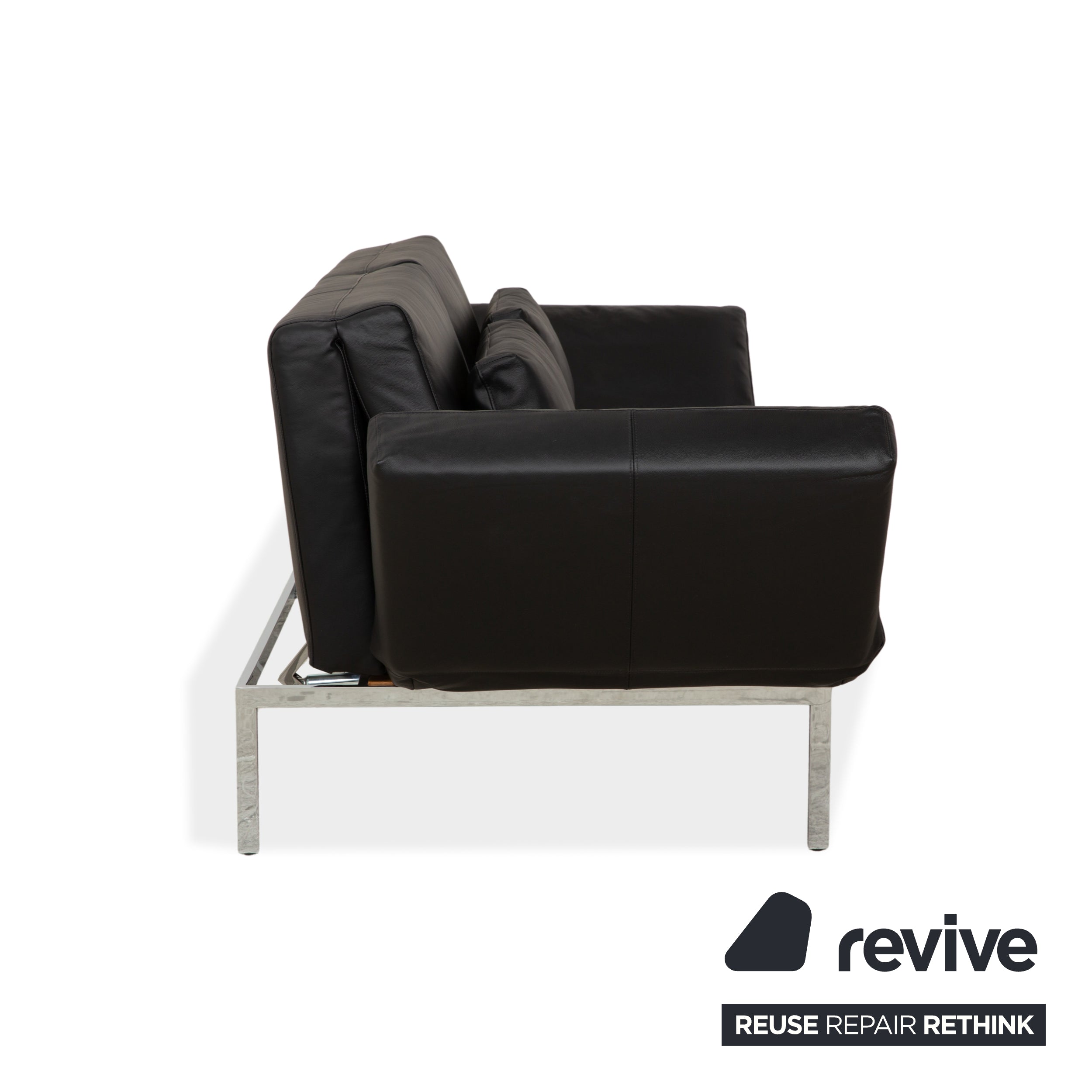 Brühl Roro Leder Zweisitzer Schwarz manuelle Funktion Sofa Couch Schlafsofa