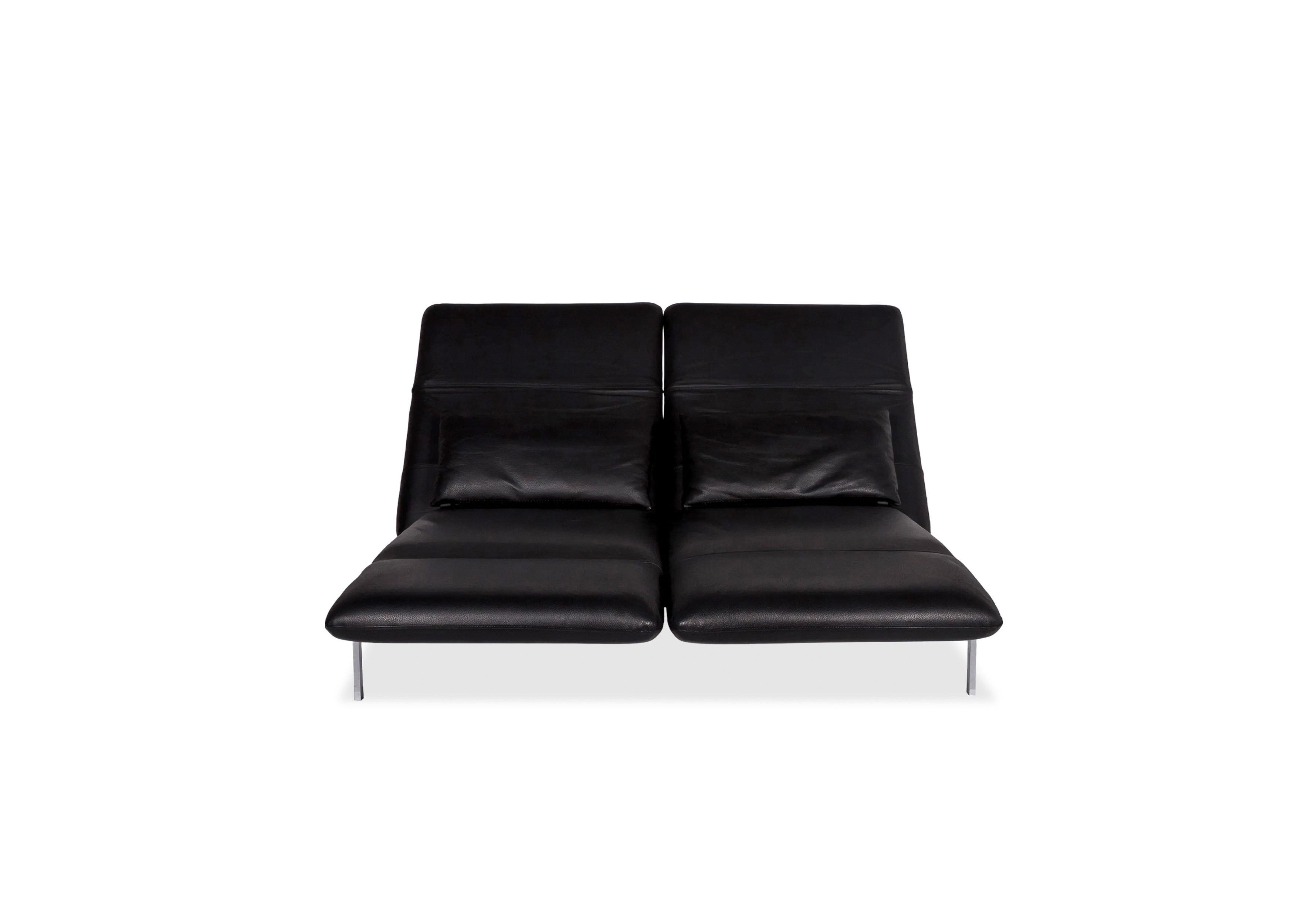 Brühl Roro Medium Leder Sofa Schwarz Zweisitzer Couch inkl. manuelle Funktion