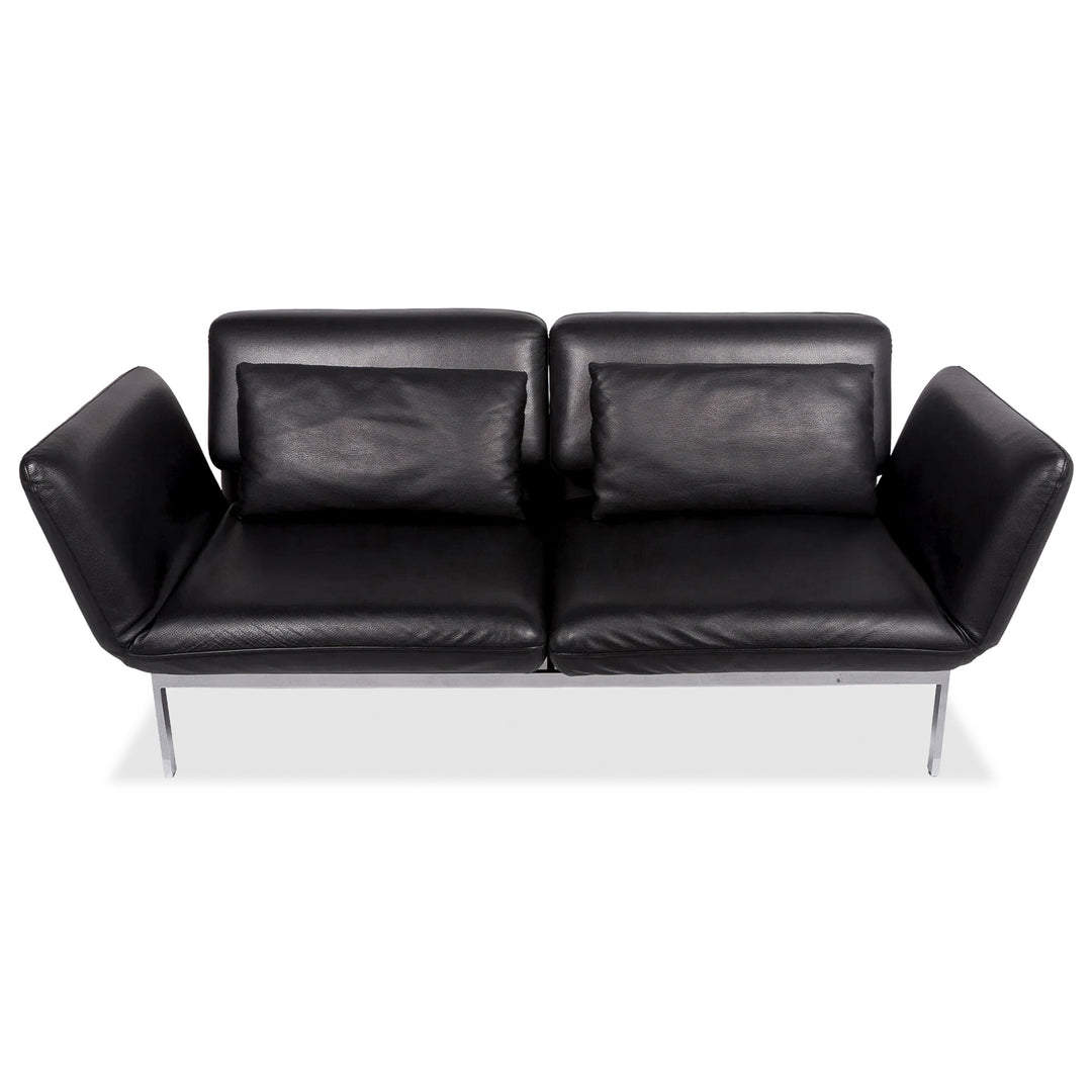 Brühl Roro Medium Leder Sofa Schwarz Zweisitzer Couch manuelle Funktion