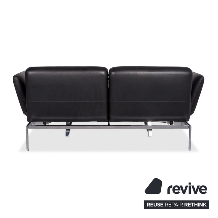 Brühl Roro Medium Leather Sofa Black Two-Seater Couch manual function