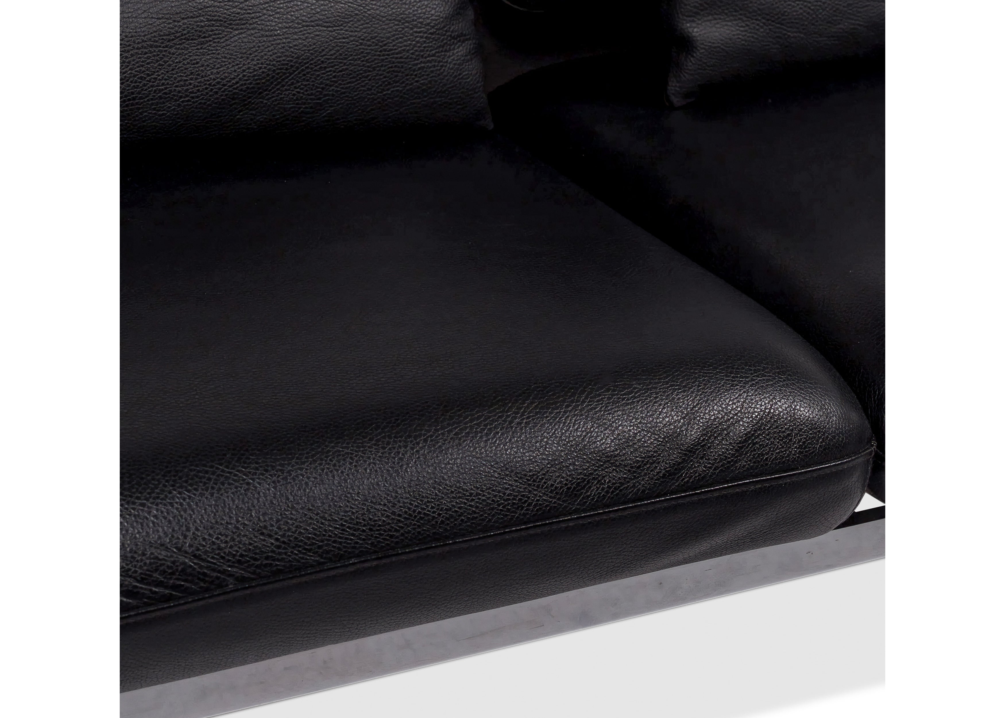 Brühl Roro Medium Leder Sofa Schwarz Zweisitzer Couch inkl. manuelle Funktion