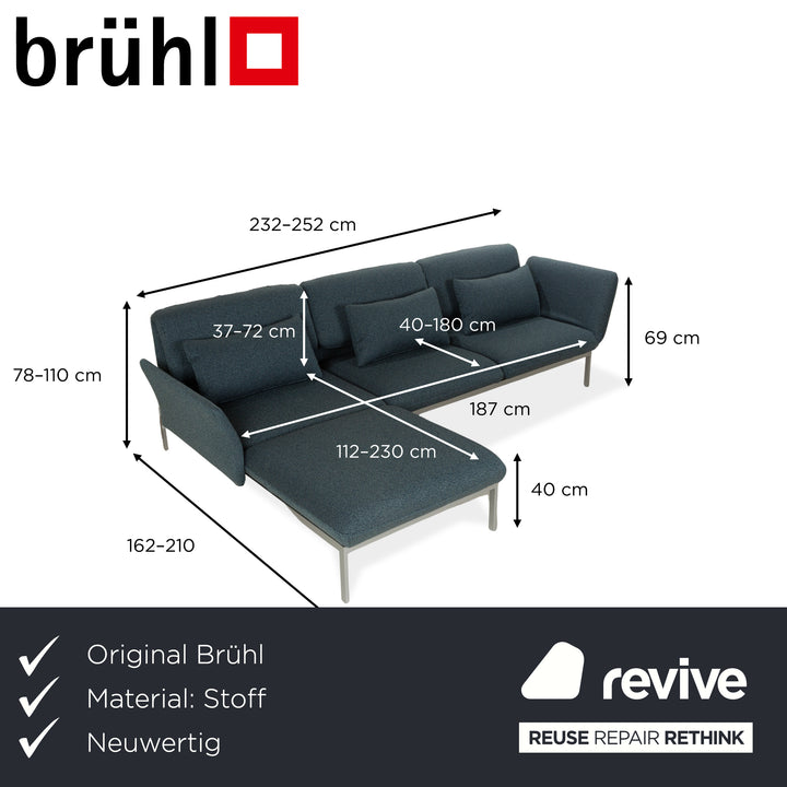 Brühl Roro Stoff Grau Ecksofa Couch Funktion Relaxfunktion Schlaffunktion