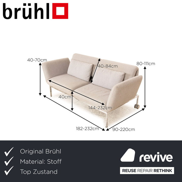 Brühl Roro Stoff Zweisitzer Grau manuelle Funktion Sofa Couch Schlaffunktion