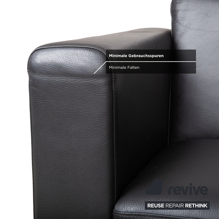 Brühl Serge Fauteuil en cuir noir pivotant sur piètement chromé