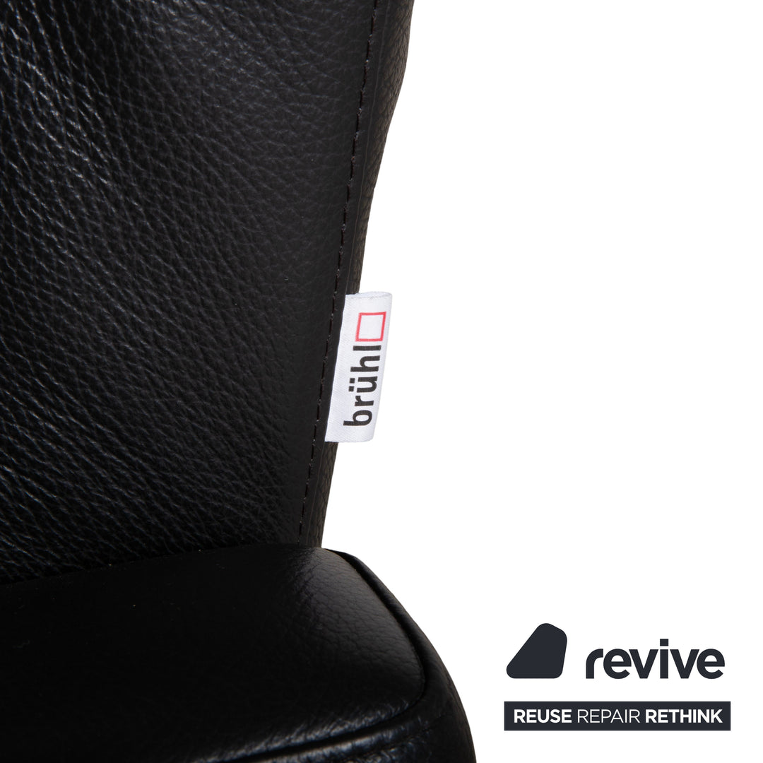 Fauteuil relax en cuir Brühl Shane noir à fonction manuelle
