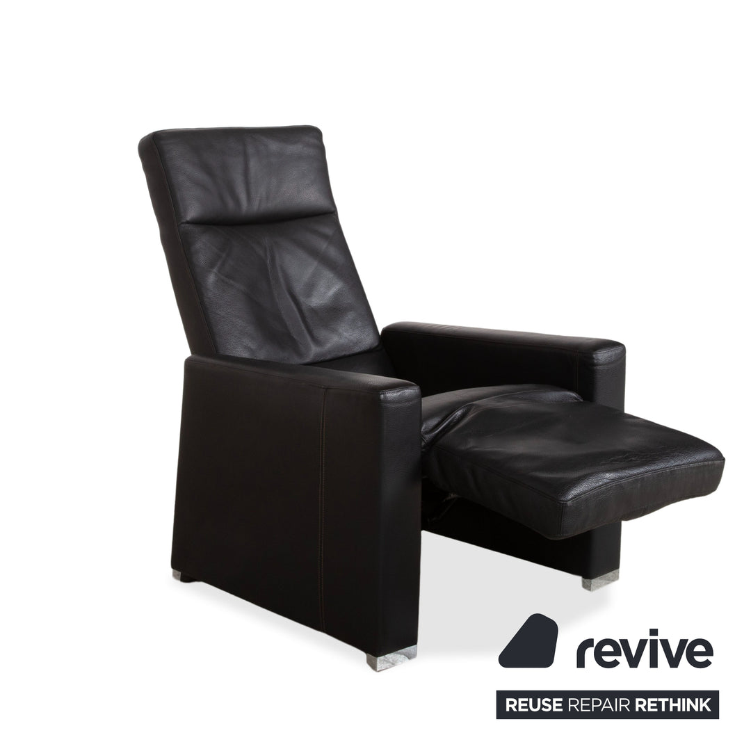 Brühl Shane Leder Sessel Schwarz manuelle Funktion Relaxfunktion