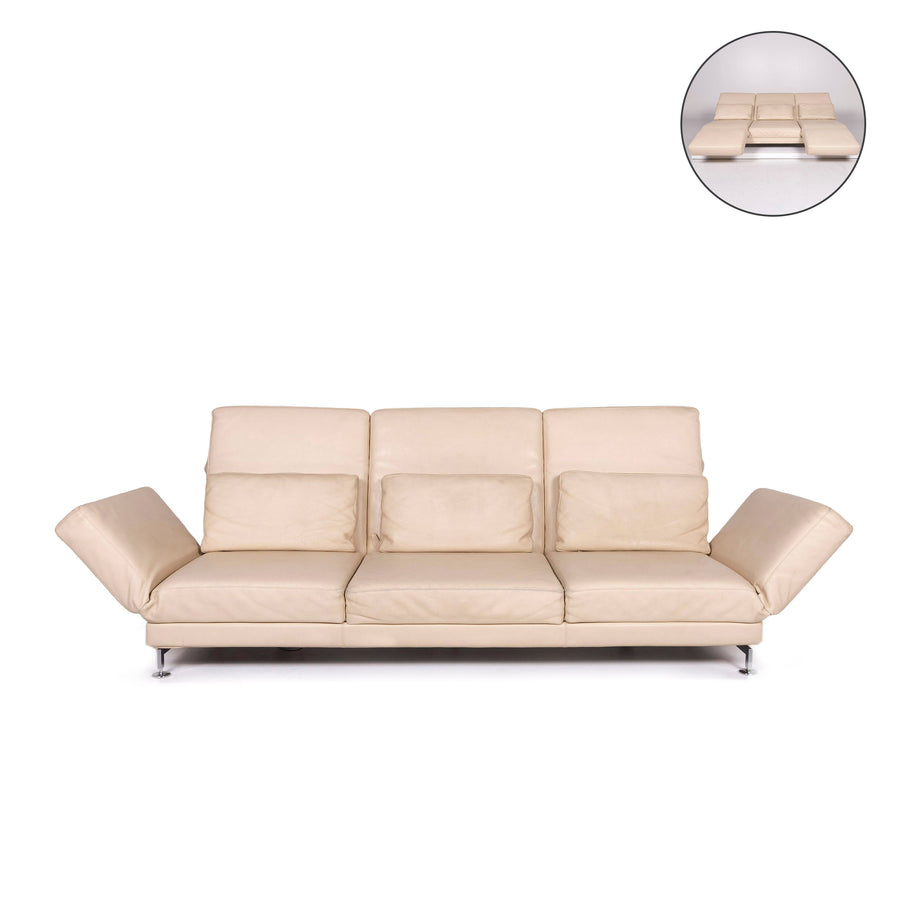 Brühl Moule Leder Sofa Beige Dreisitzer Relaxfunktion Funktion Couch #11683