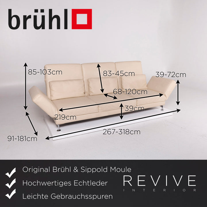 Brühl Moule Leder Sofa Beige Dreisitzer Relaxfunktion Funktion Couch #11683