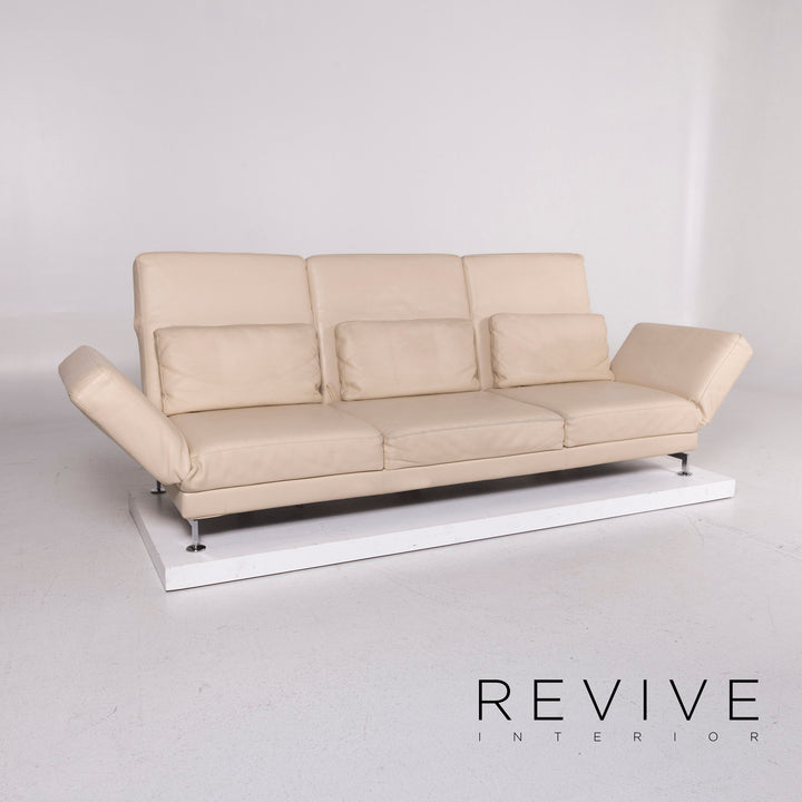 Brühl Moule Leder Sofa Beige Dreisitzer Relaxfunktion Funktion Couch #11683