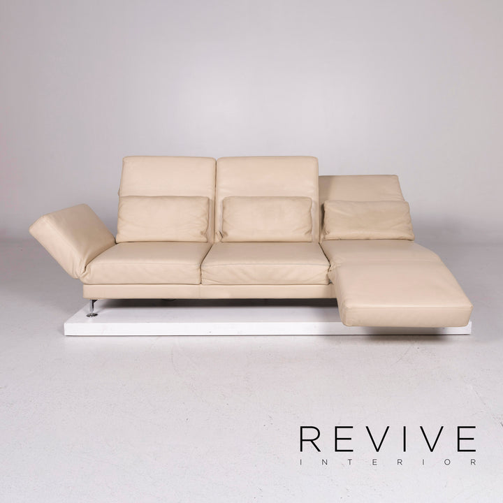 Brühl Moule Leder Sofa Beige Dreisitzer Relaxfunktion Funktion Couch #11683