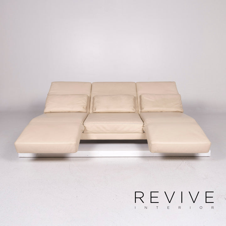 Brühl Moule Leder Sofa Beige Dreisitzer Relaxfunktion Funktion Couch #11683