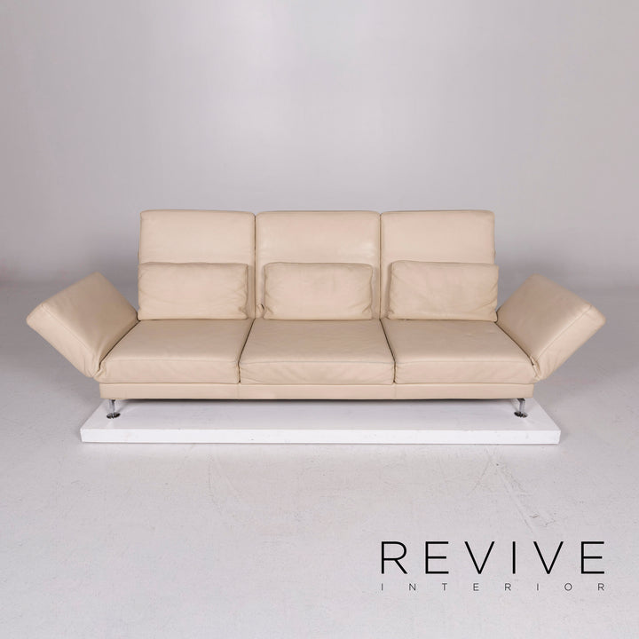 Brühl Moule Leder Sofa Beige Dreisitzer Relaxfunktion Funktion Couch #11683