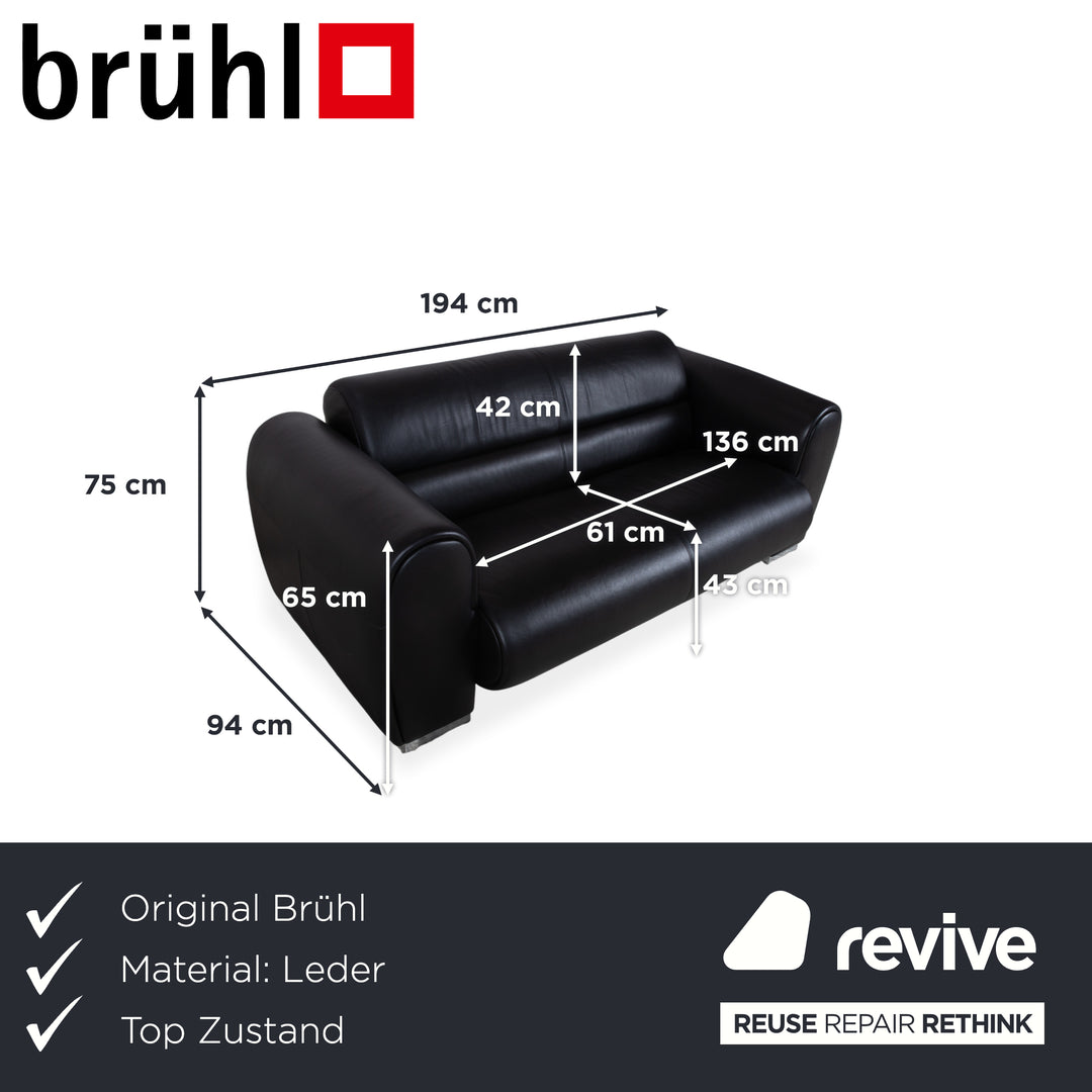 Brühl SUMO Leder Zweisitzer Schwarz Sofa Couch