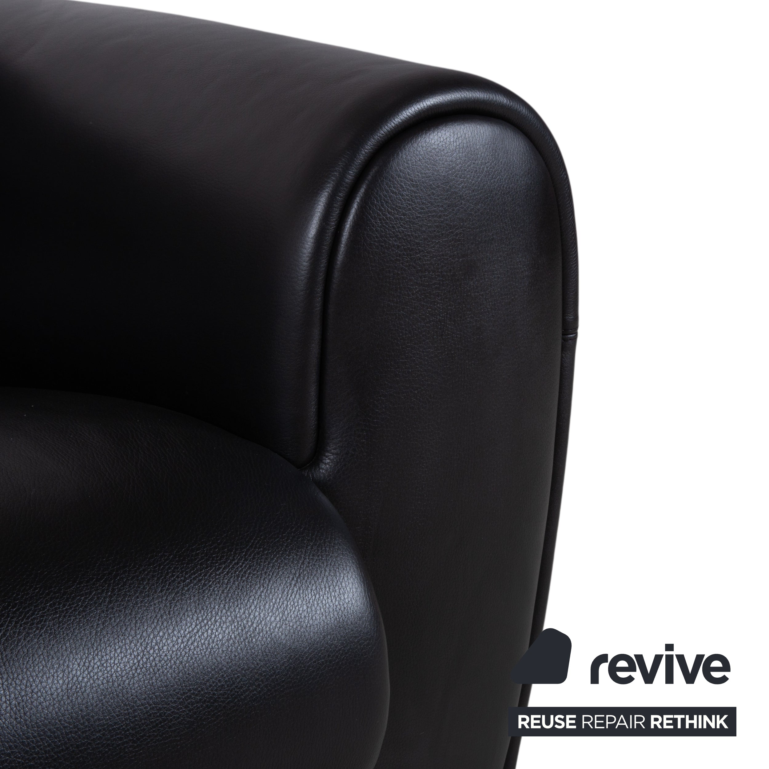 Brühl SUMO Leather Two-Seater Black Sofa Couch