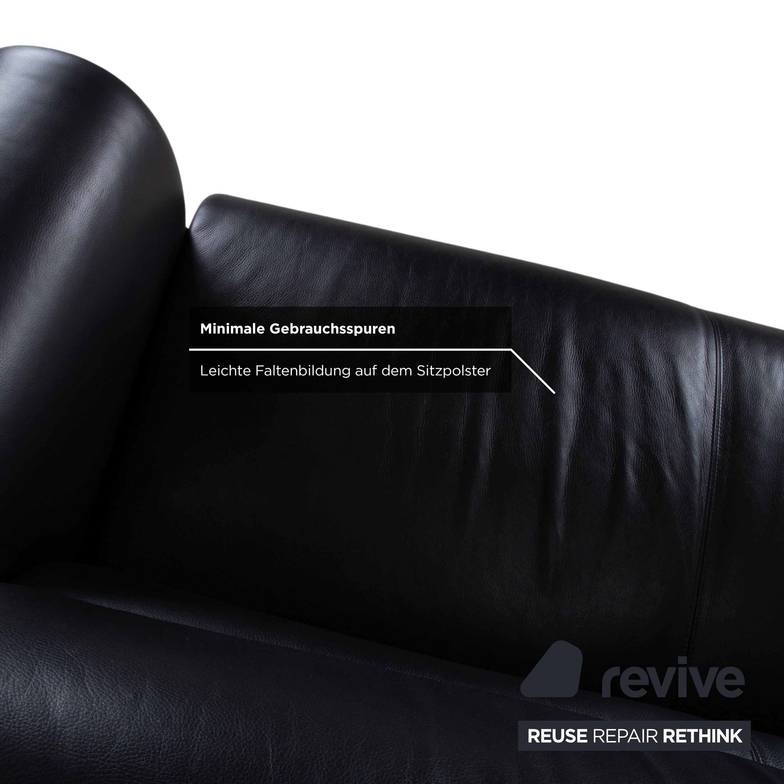 Brühl SUMO Leather Two-Seater Black Sofa Couch