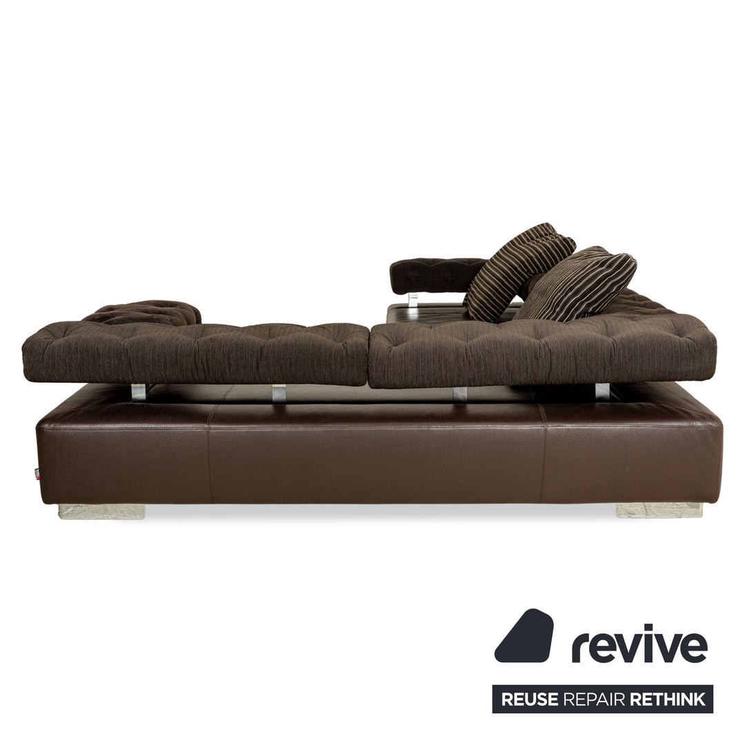 Brühl Sunrise Leather Corner Sofa Brown Sofa Couch manual function