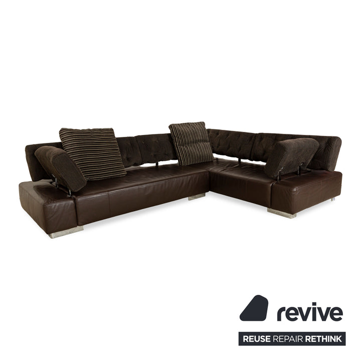 Brühl Sunrise Leather Corner Sofa Brown Sofa Couch manual function