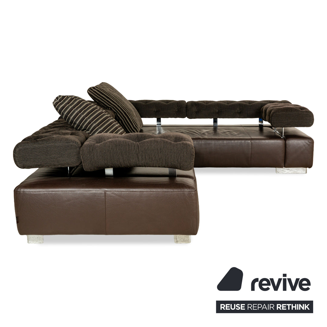 Brühl Sunrise Leather Corner Sofa Brown Sofa Couch manual function