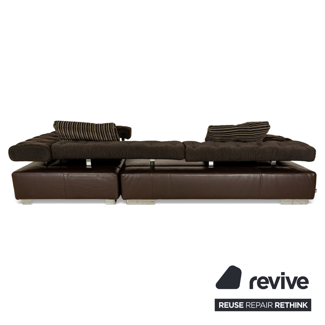 Brühl Sunrise Leather Corner Sofa Brown Sofa Couch manual function