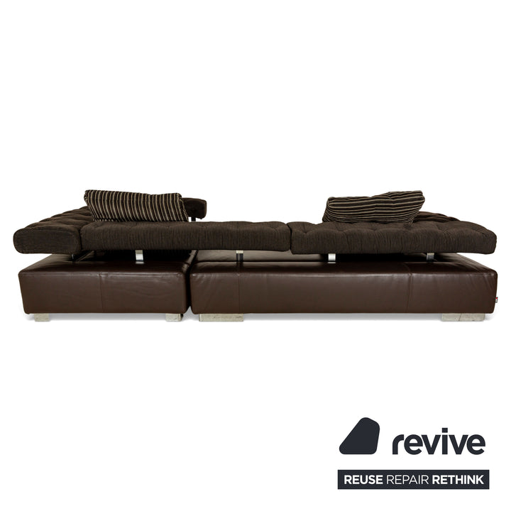 Brühl Sunrise Leather Corner Sofa Brown Sofa Couch manual function