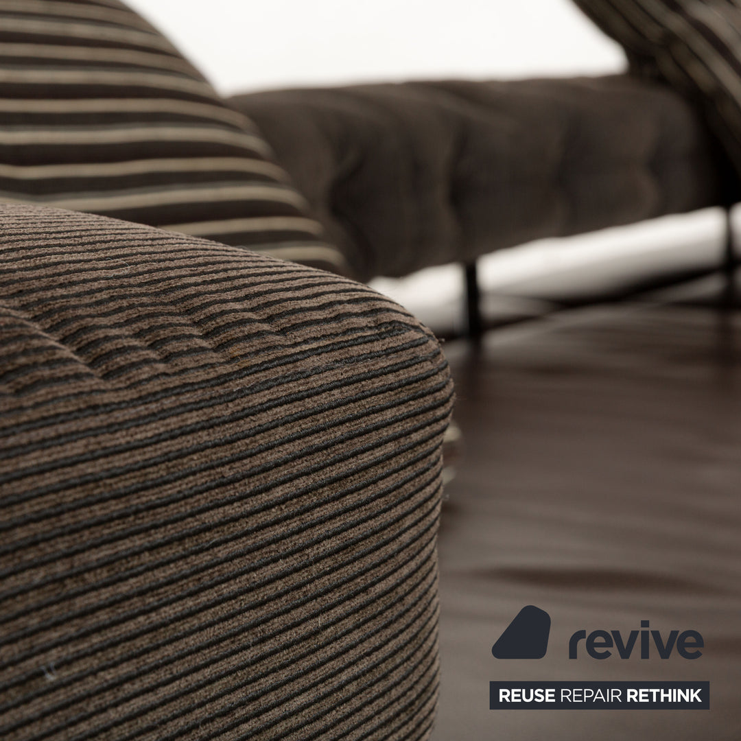 Brühl Sunrise Leather Corner Sofa Brown Sofa Couch manual function