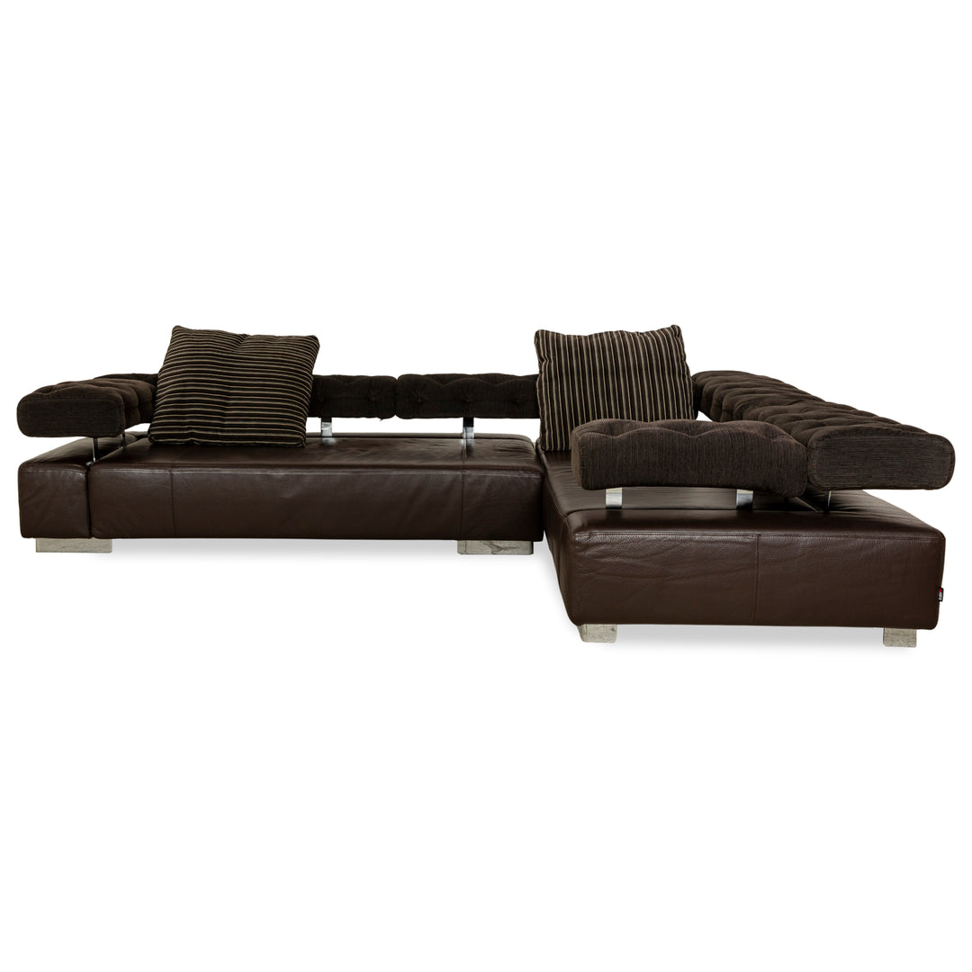 Brühl Sunrise Leather Corner Sofa Brown Sofa Couch manual function