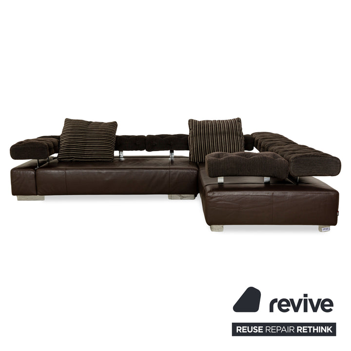 Brühl Sunrise Leather Corner Sofa Brown Sofa Couch manual function