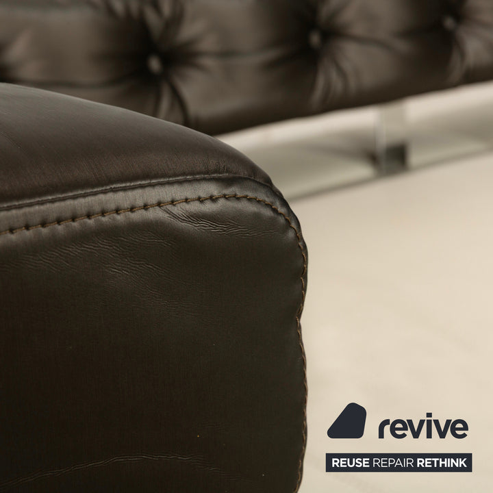 Brühl Sunrise Leder Ecksofa Creme Schwarz manuelle Funktion Sofa Couch
