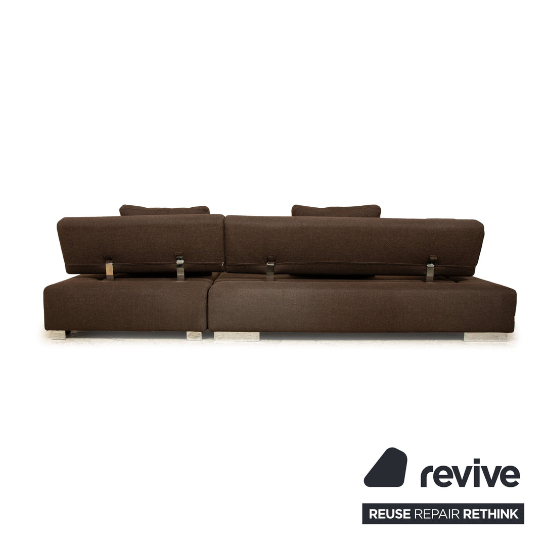 Brühl Sunrise fabric corner sofa brown manual function sofa couch + stool