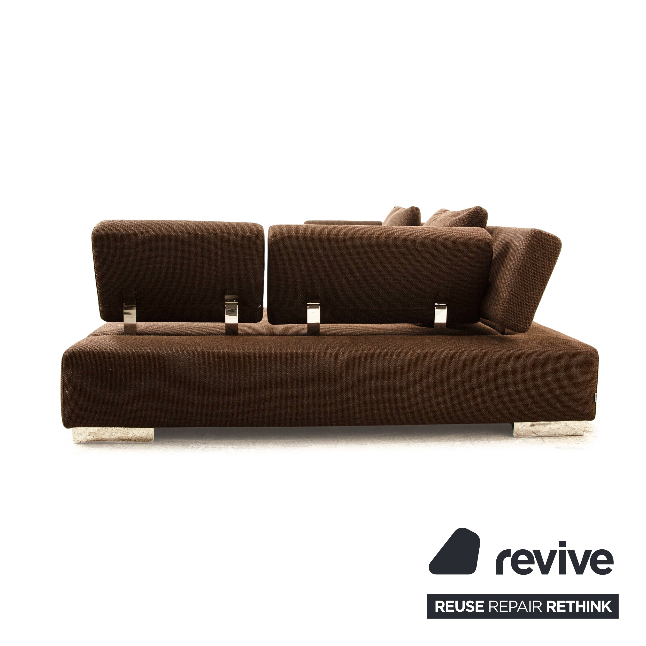 Brühl Sunrise Fabric Corner Sofa Brown Manual Function Sofa Couch