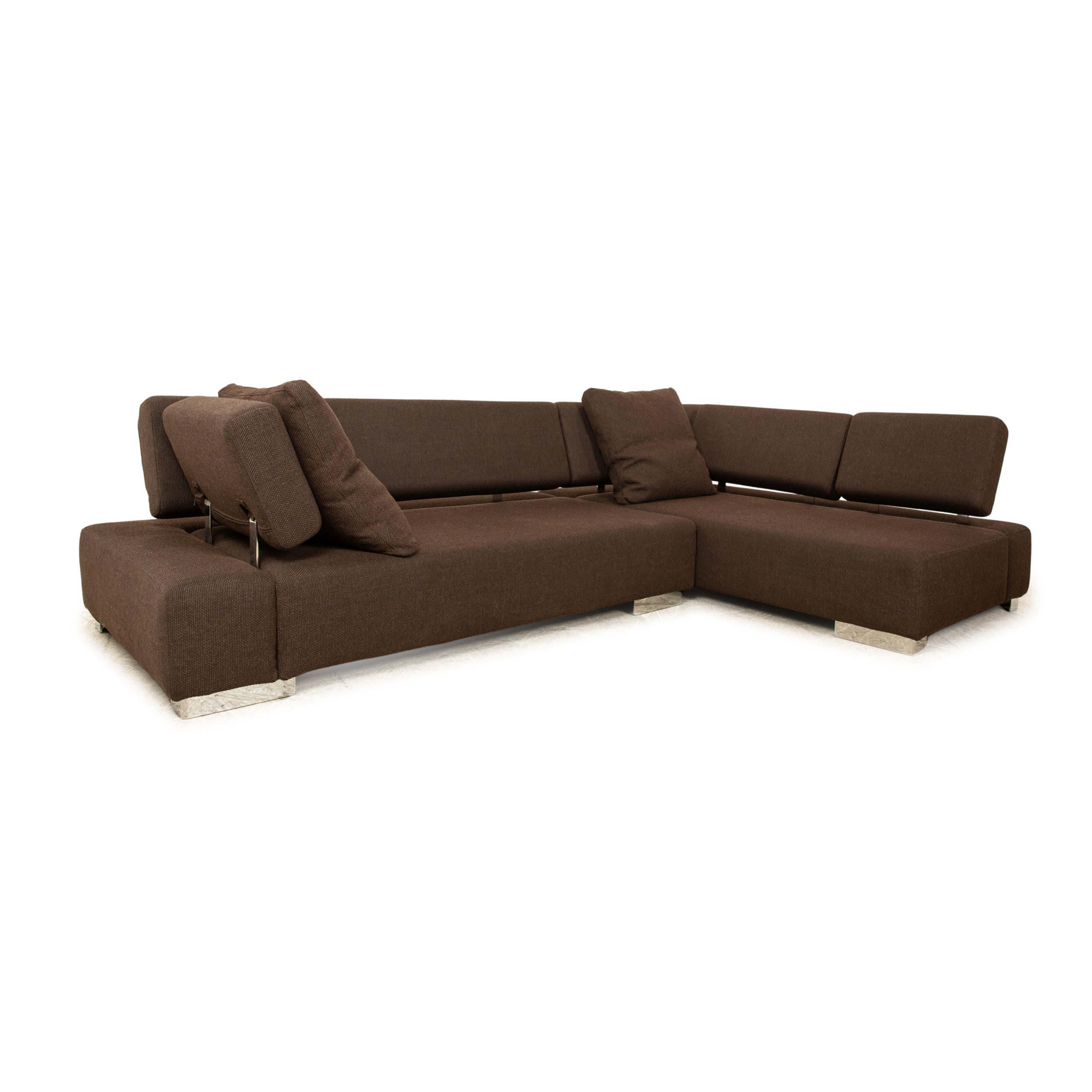 Brühl Sunrise Fabric Corner Sofa Brown Manual Function Sofa Couch