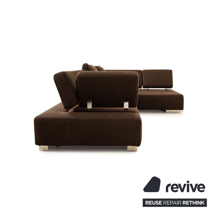 Brühl Sunrise fabric corner sofa brown manual function sofa couch + stool