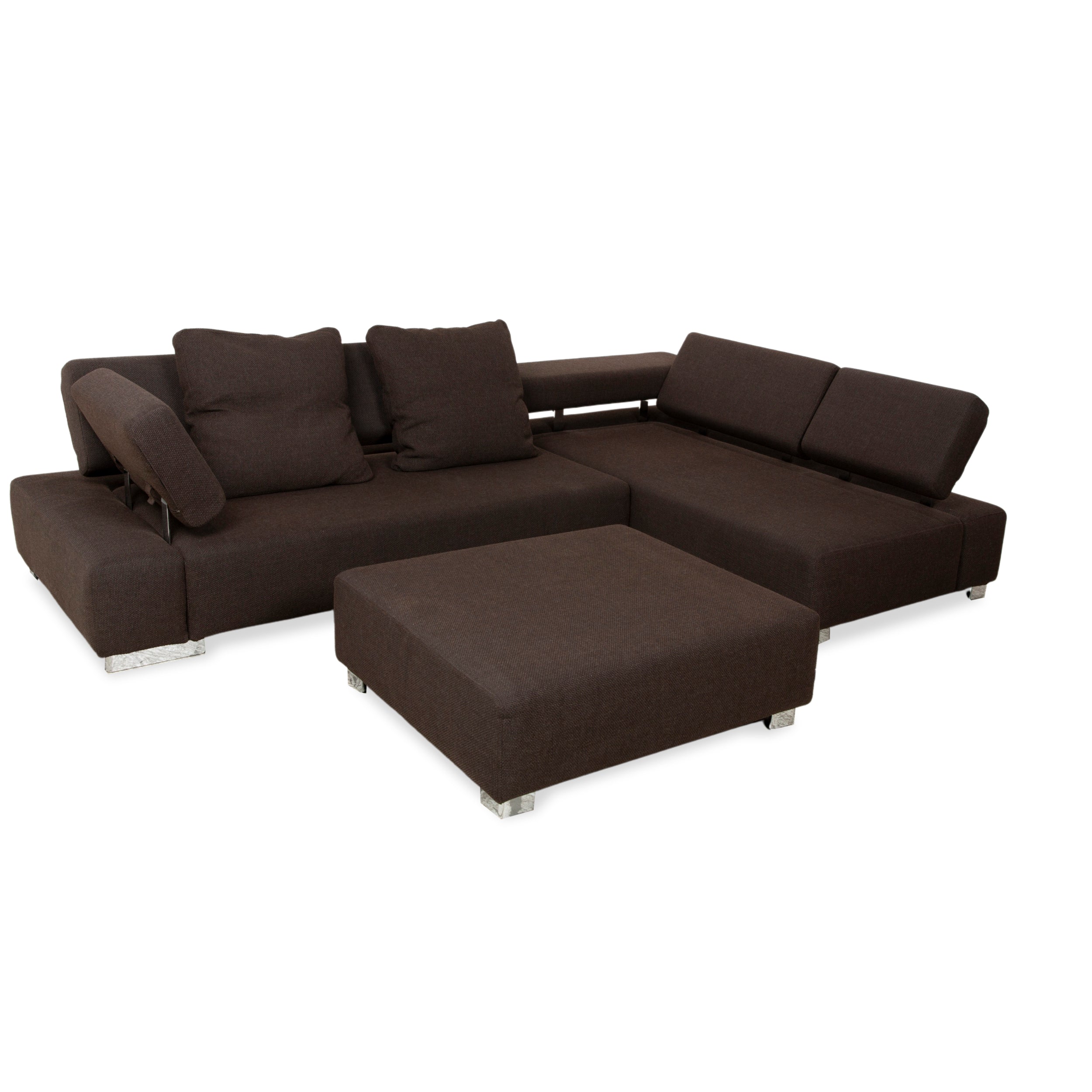 Brühl Sunrise Stoff Ecksofa Garnitur Braun manuelle Funktion Sofa Couch + Hocker