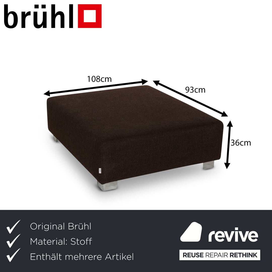 Brühl Sunrise ensemble canapé d'angle en tissu marron canapé à fonction manuelle + tabouret