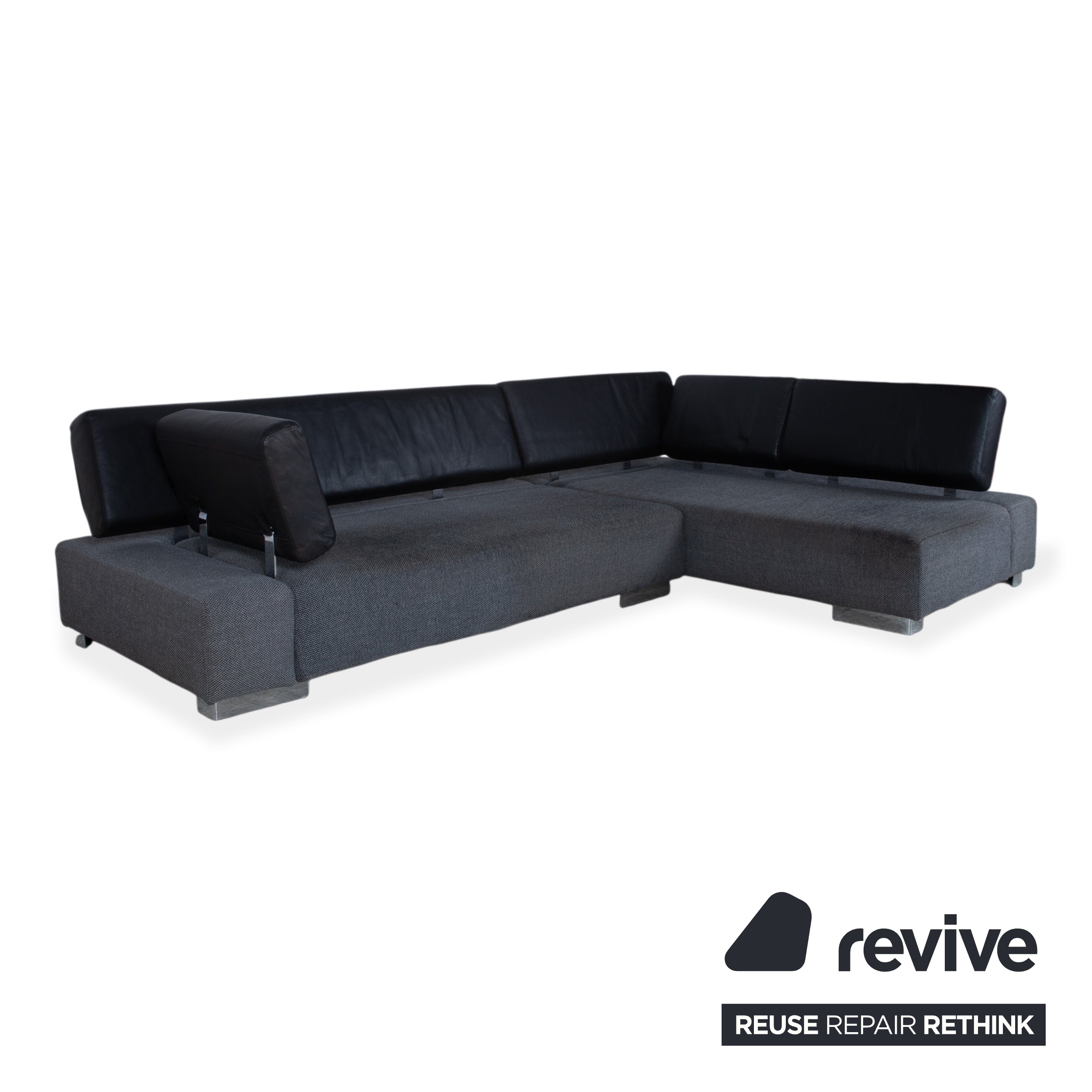 Brühl Sunrise Fabric Leather Corner Sofa Sofa Couch Manual Function