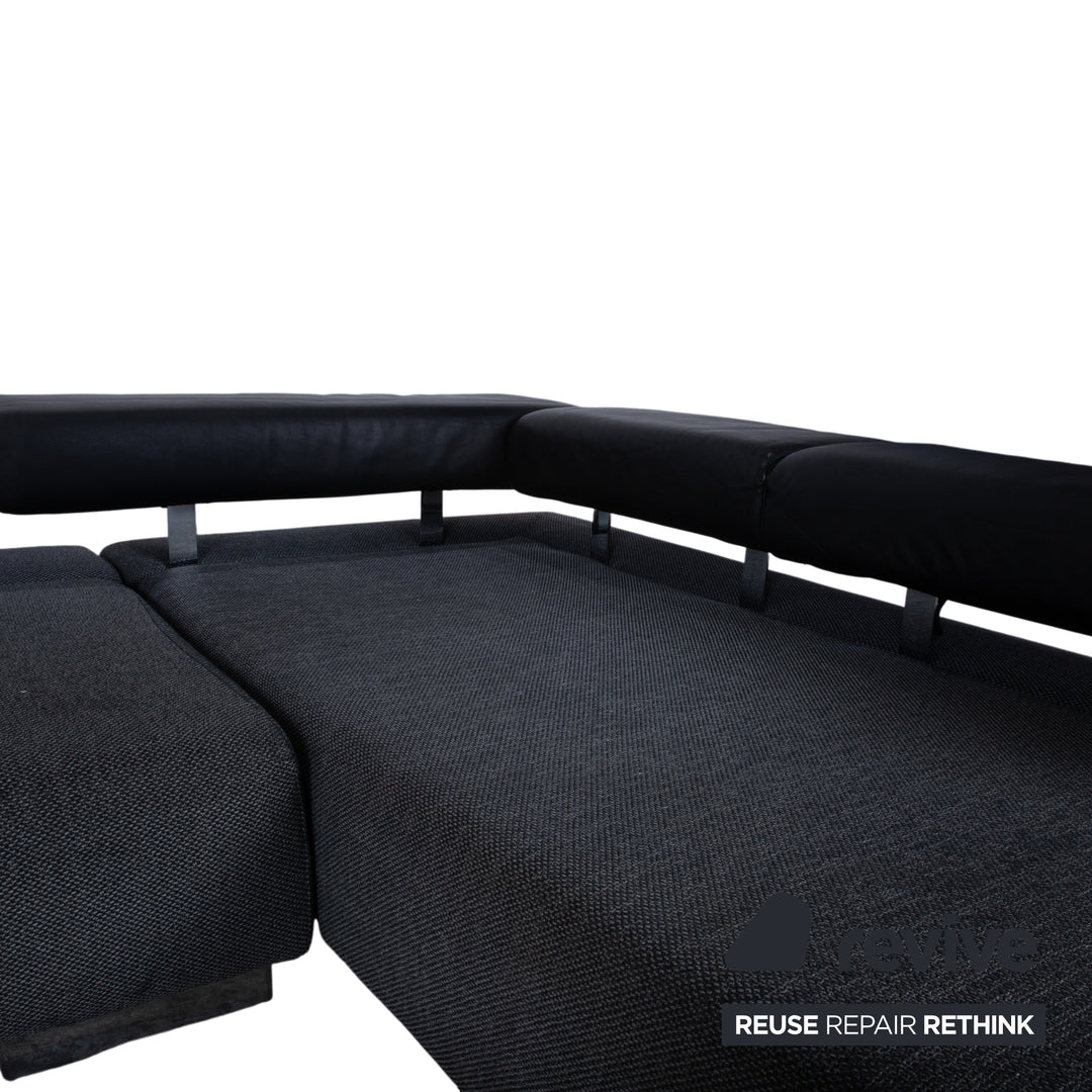 Brühl Sunrise Fabric Leather Corner Sofa Sofa Couch Manual Function