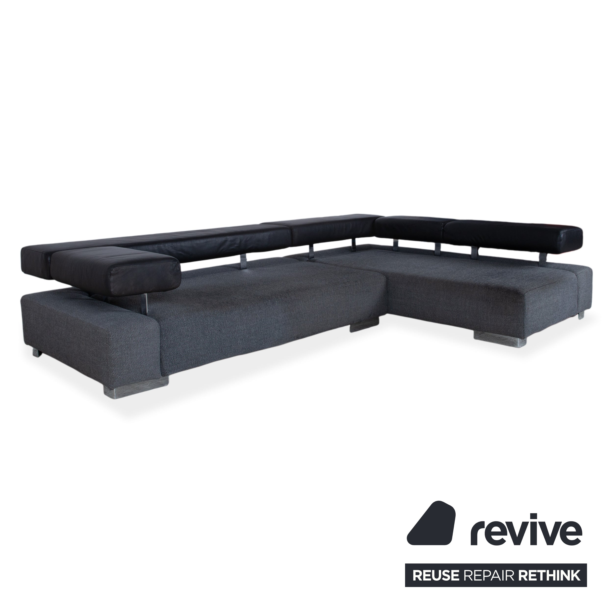 Brühl Sunrise Fabric Leather Corner Sofa Sofa Couch Manual Function