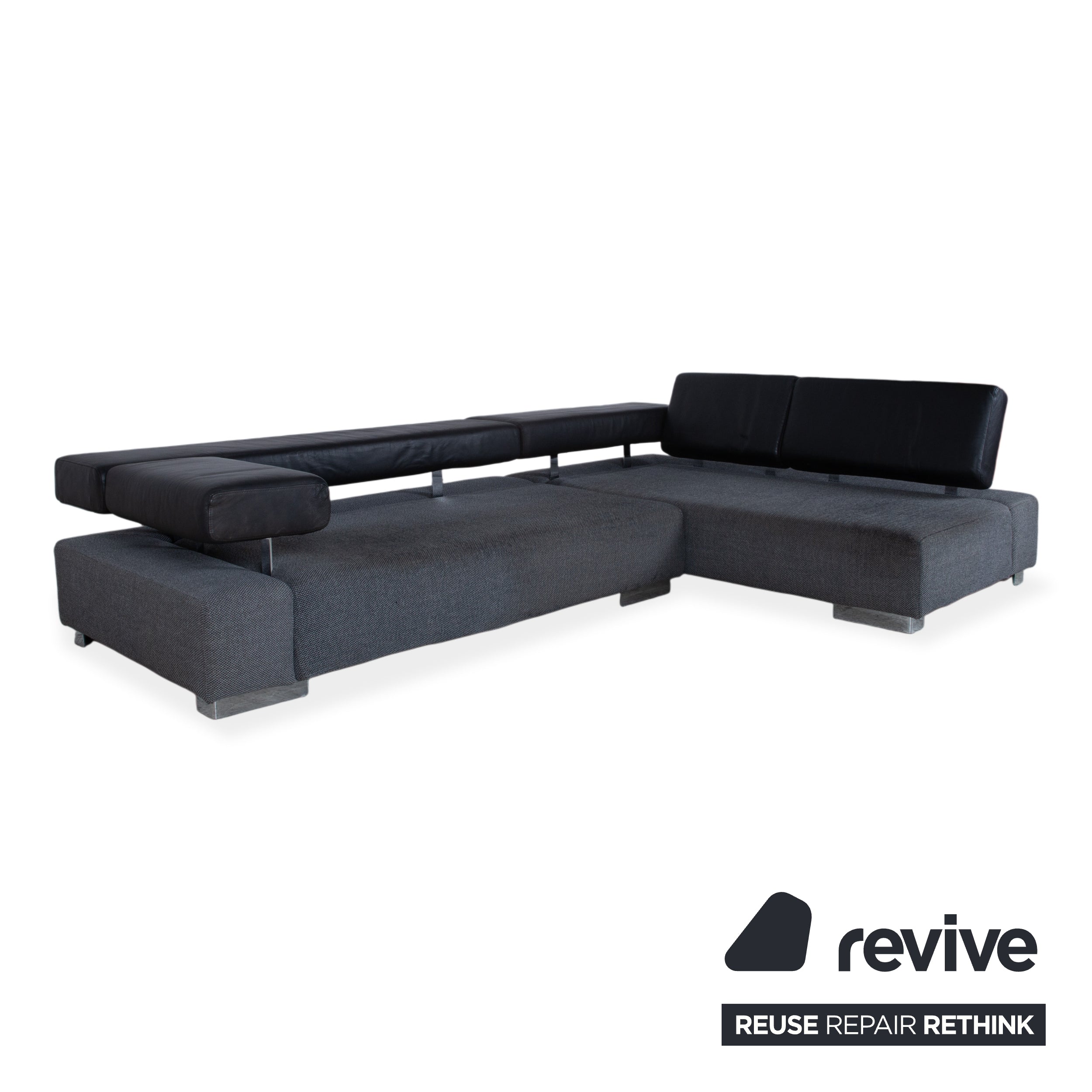 Brühl Sunrise Fabric Leather Corner Sofa Sofa Couch Manual Function