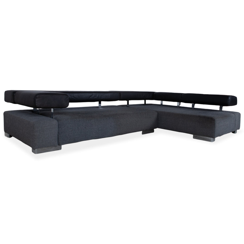 Brühl Sunrise Fabric Leather Corner Sofa Sofa Couch Manual Function