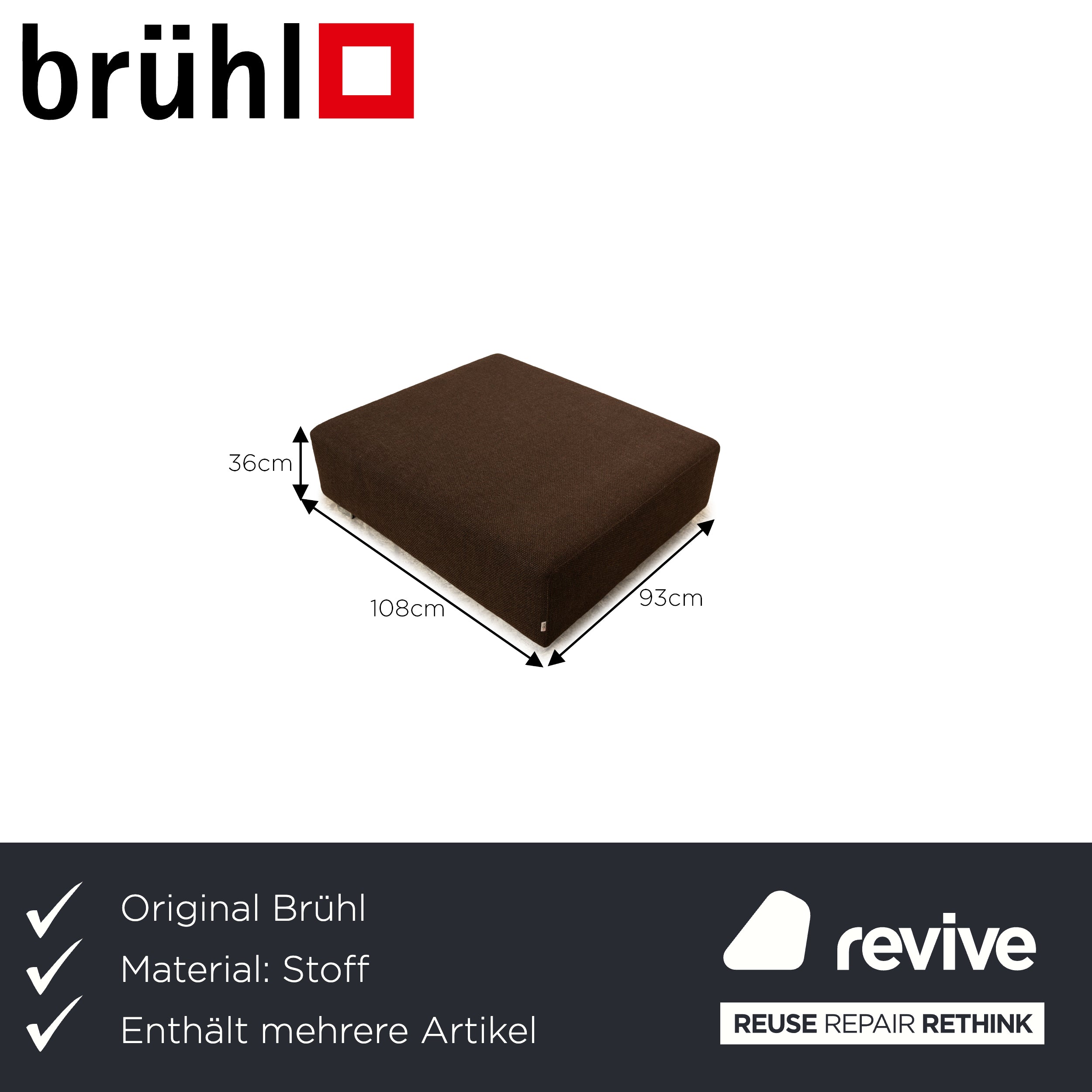 Brühl Sunrise fabric sofa set brown manual function corner sofa stool sofa couch