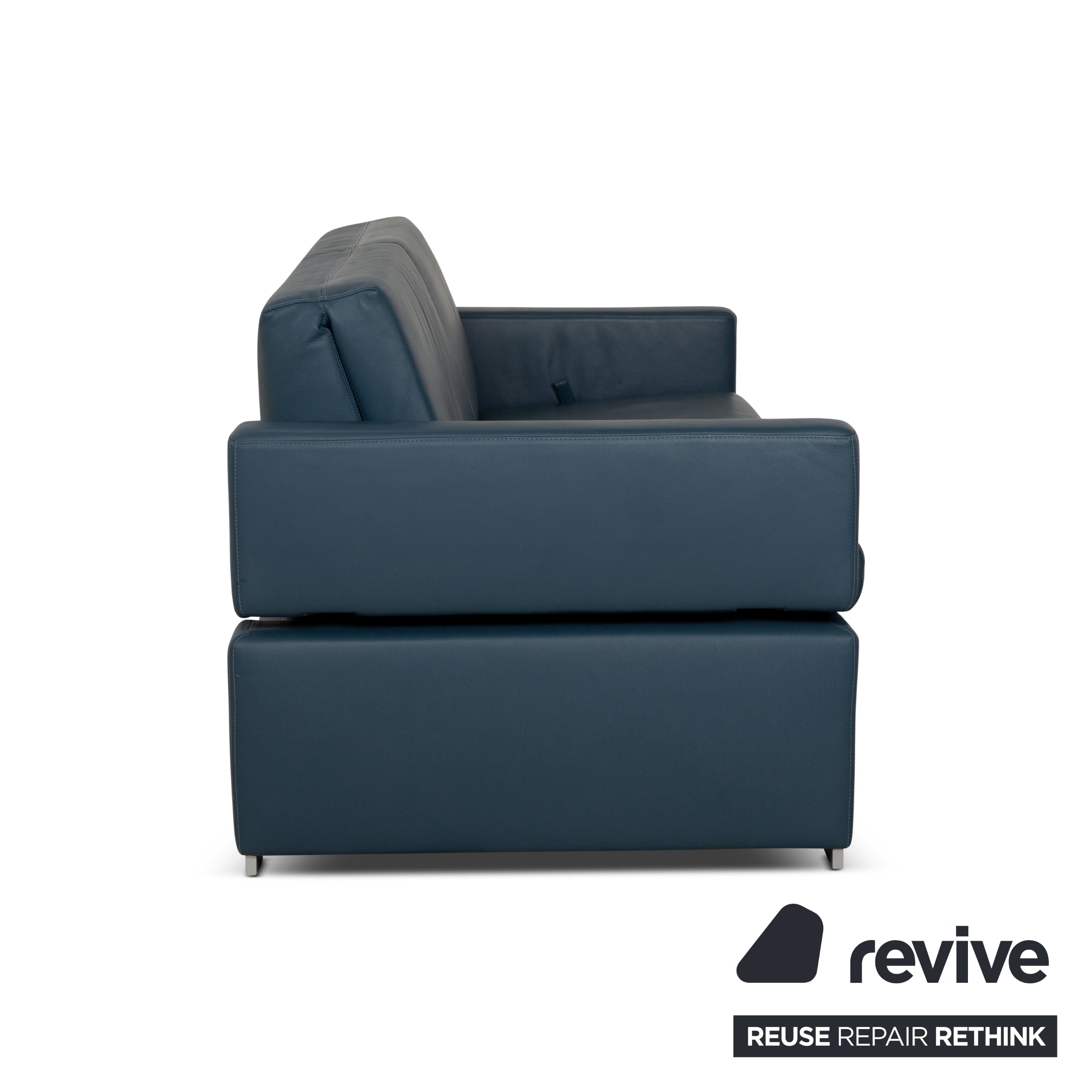 Brühl Tomo Leather Two-Seater Blue Manual Function Sofa Couch