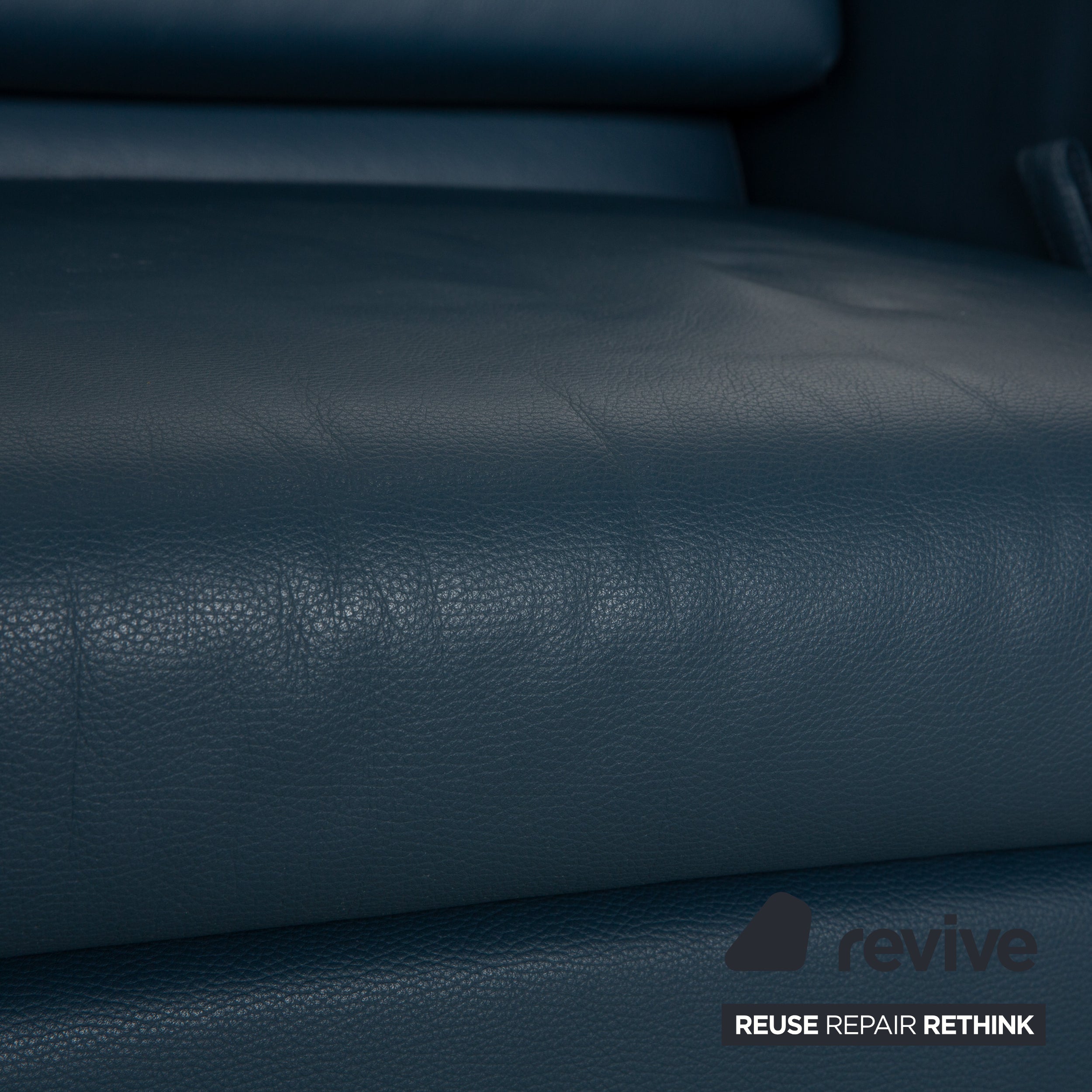 Brühl Tomo Leather Two-Seater Blue Manual Function Sofa Couch