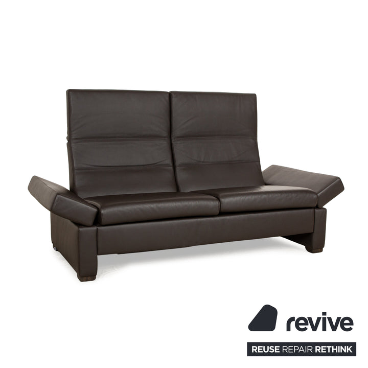 Brühl Tomo Leather Two Seater Brown Manual Function Sofa Couch