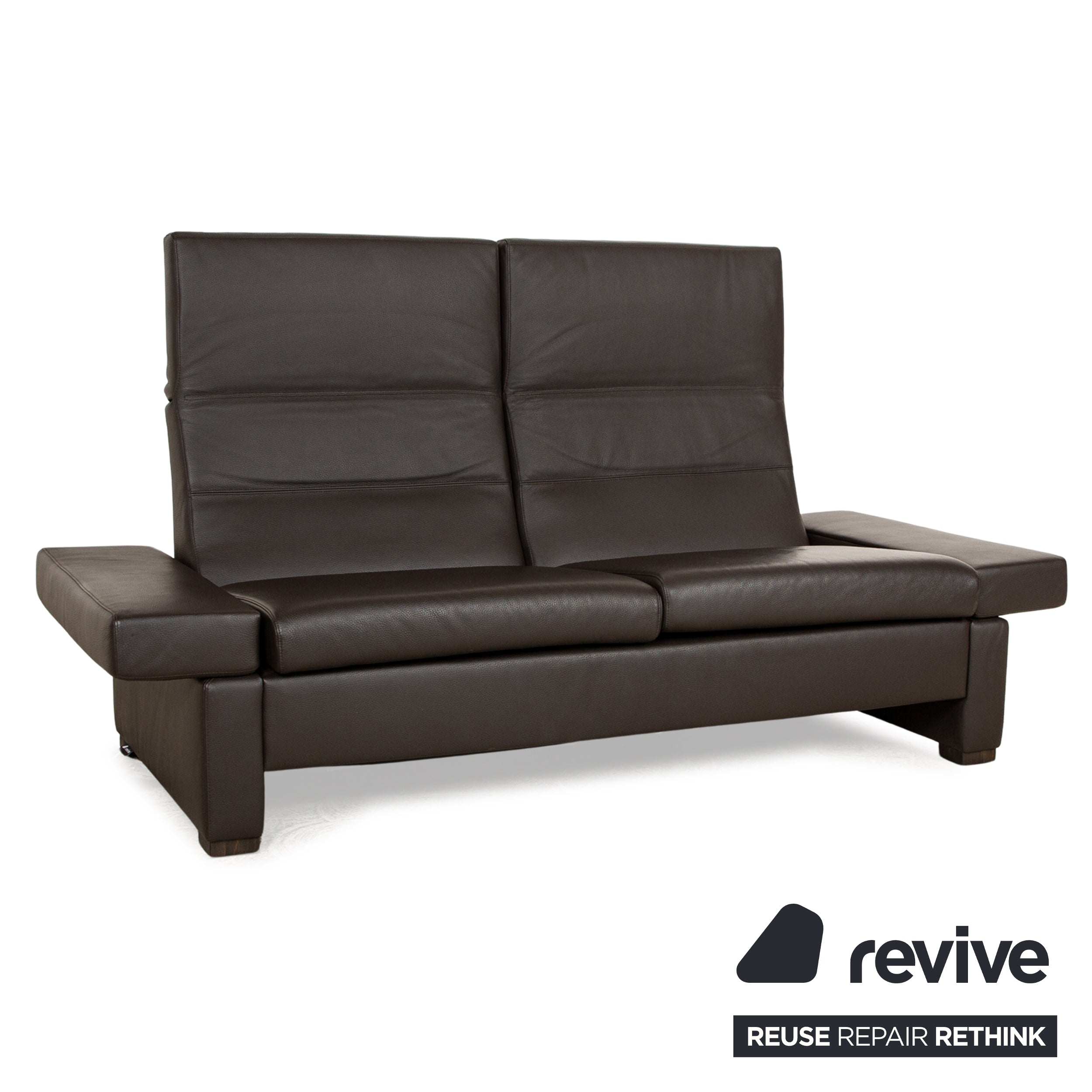 Brühl Tomo Leather Two Seater Brown Manual Function Sofa Couch