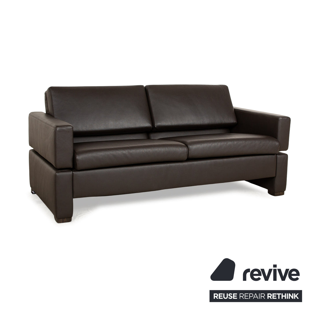 Brühl Tomo Leather Two Seater Brown Manual Function Sofa Couch