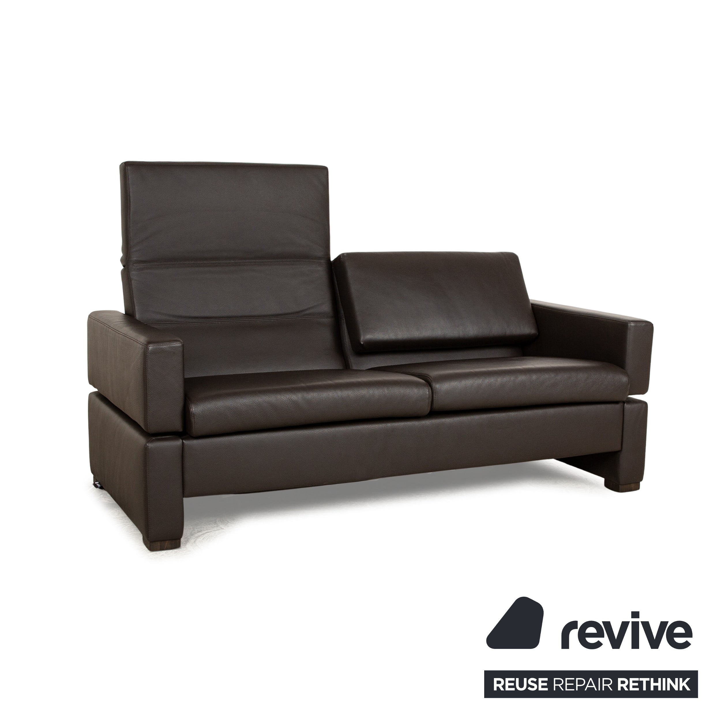 Brühl Tomo Leather Two Seater Brown Manual Function Sofa Couch